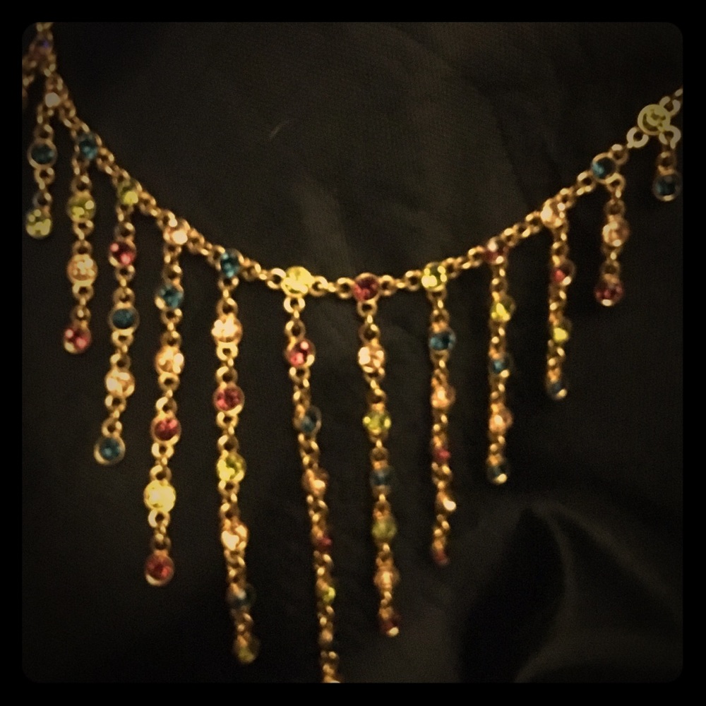 Swarovski Crystal dangle necklace gold tone
